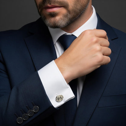 Sterling Silver Oval Cufflinks With Kemnay Stone Benson & Clegg