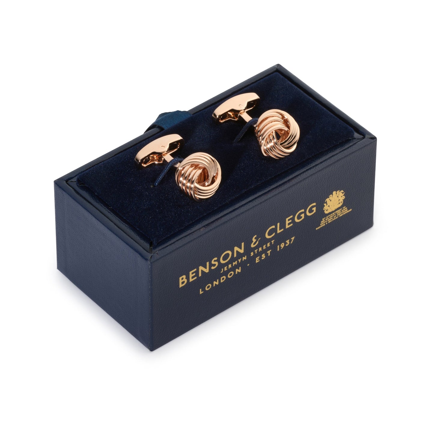Knot Cufflinks In Rose Gold Benson & Clegg