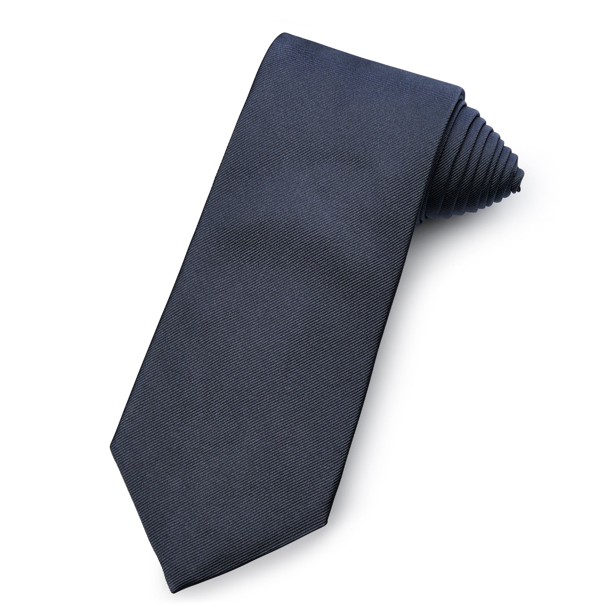 Plain Silk Reppe Tie In Charcoal Grey Benson & Clegg