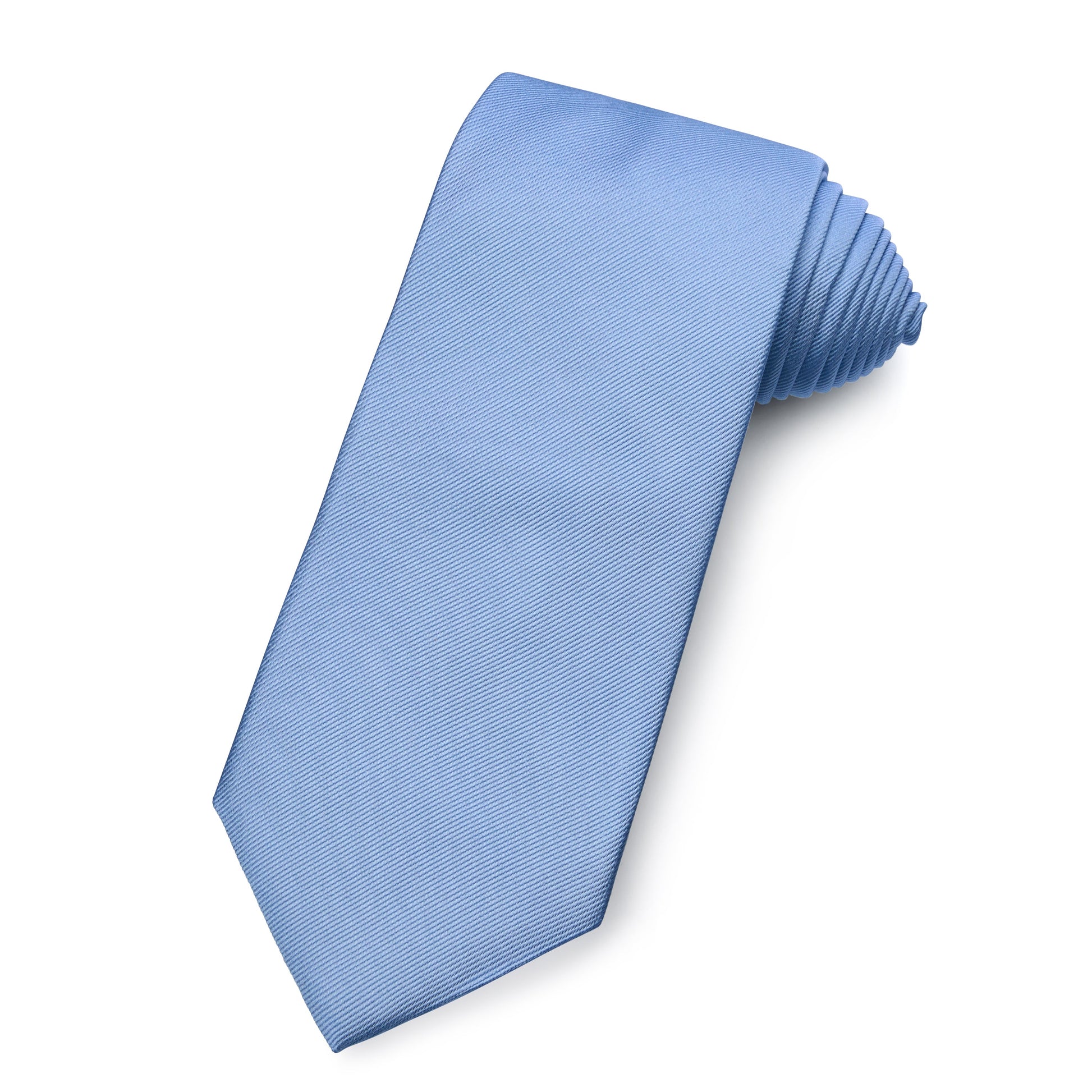 Plain Silk Reppe Tie In Sky Blue Benson & Clegg
