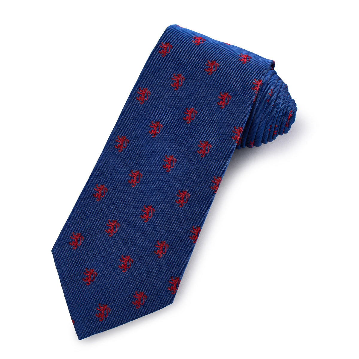 Rampant Lion Silk Tie In Blue Benson & Clegg