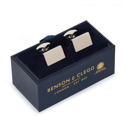 Rectangular Cufflinks In Silver Benson & Clegg