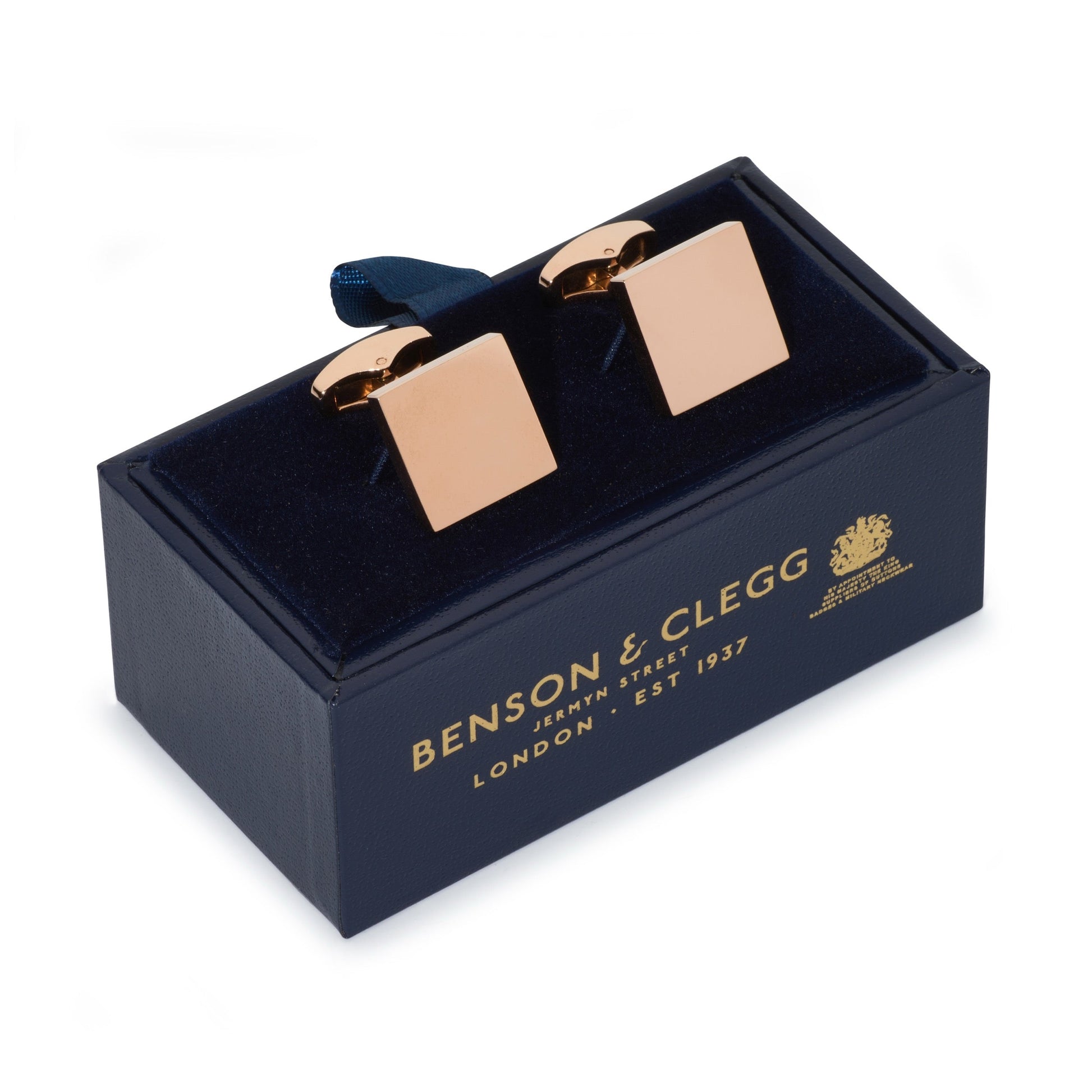 Square Cufflinks In Rose Gold Benson & Clegg