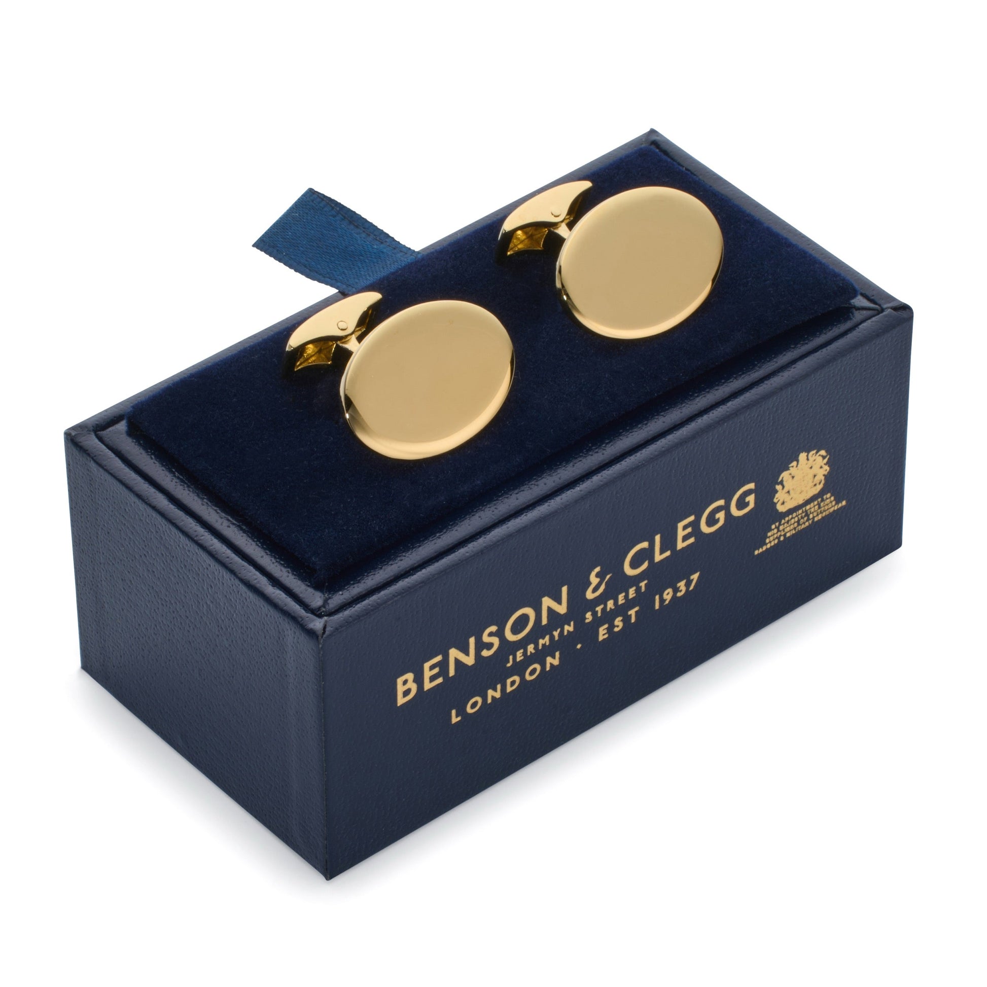 Sterling silver British hallmarked cufflinks with 22ct gold detailing by Benson & Clegg.