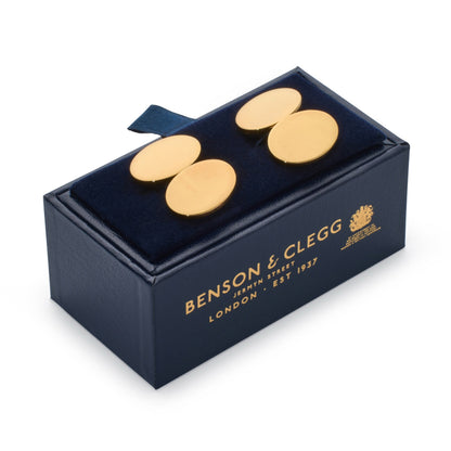 Sterling Silver British Hallmarked Chain Cufflinks With 22ct Gold Benson & Clegg