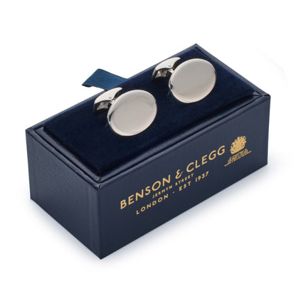 Sterling Silver British Hallmarked Oval Cufflinks Benson & Clegg
