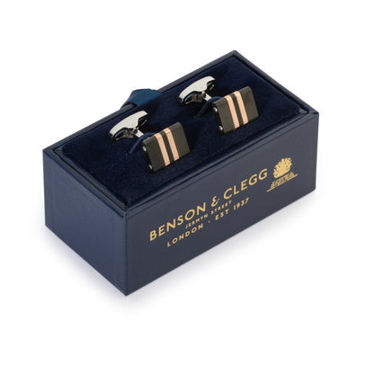 Stratos Cufflinks in Rose Gold & Black Benson & Clegg