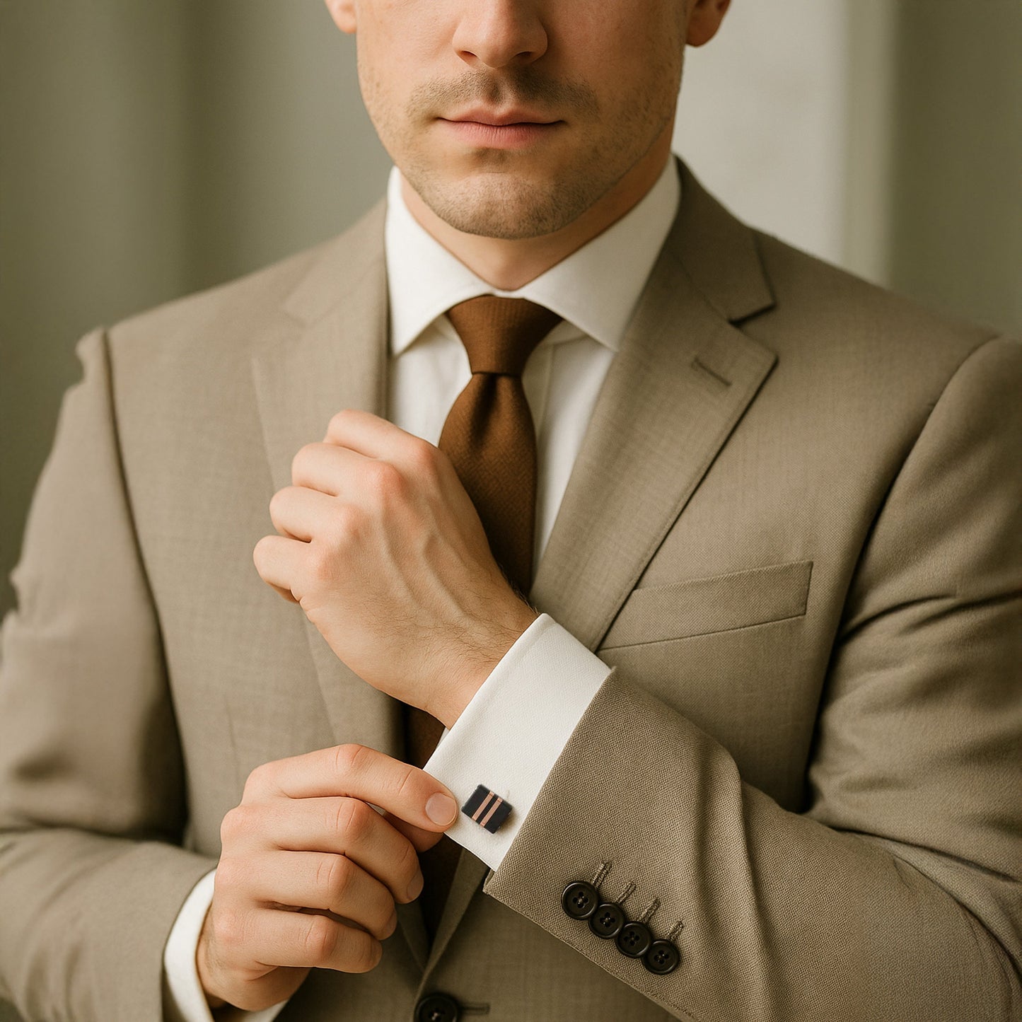 Stratos Cufflinks in Rose Gold & Black Benson & Clegg