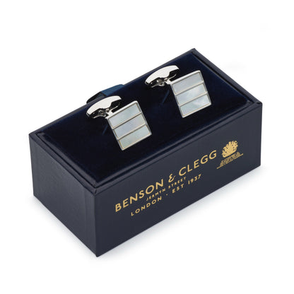 Triptych Cufflinks In Mother Of Pearl Benson & Clegg