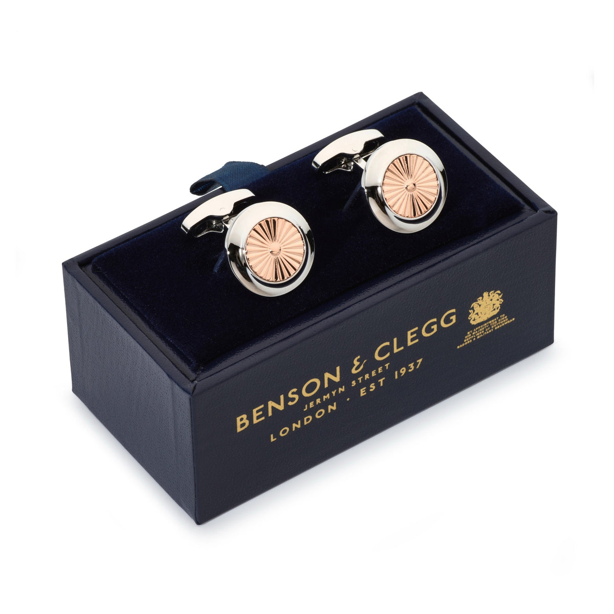 Turbine Cufflinks In Rose Gold Benson & Clegg