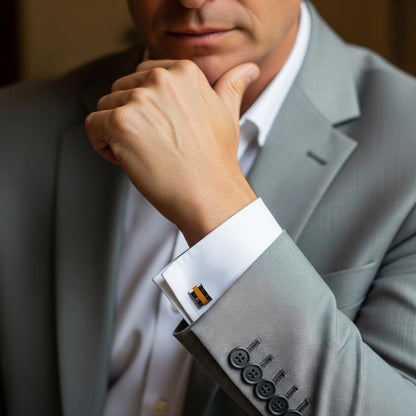 Contemporary Tigers Eye Cufflinks Benson & Clegg