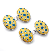Bubble Design Sterling Silver Cloisonne Cufflinks In Yellow Benson & Clegg