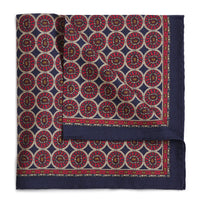 Circular Paisley (Wool & Silk Mix) Pocket Square In Navy Benson & Clegg