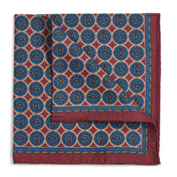 Circular Paisley (Wool & Silk Mix) Pocket Square In Red Benson & Clegg