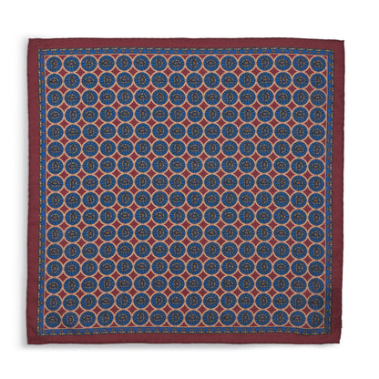 Circular Paisley (Wool & Silk Mix) Pocket Square In Red Benson & Clegg