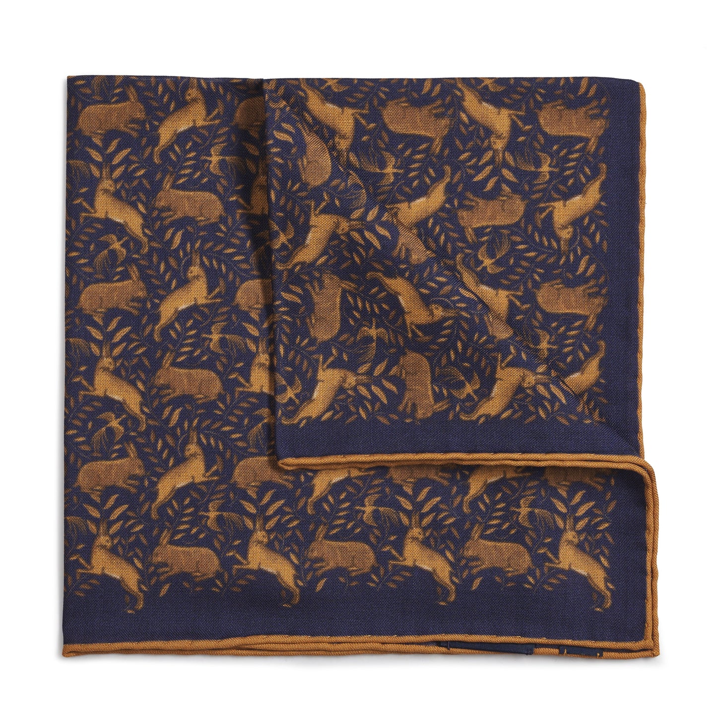 Countryside Hare (Wool & Silk Mix) Pocket Square In Navy Benson & Clegg