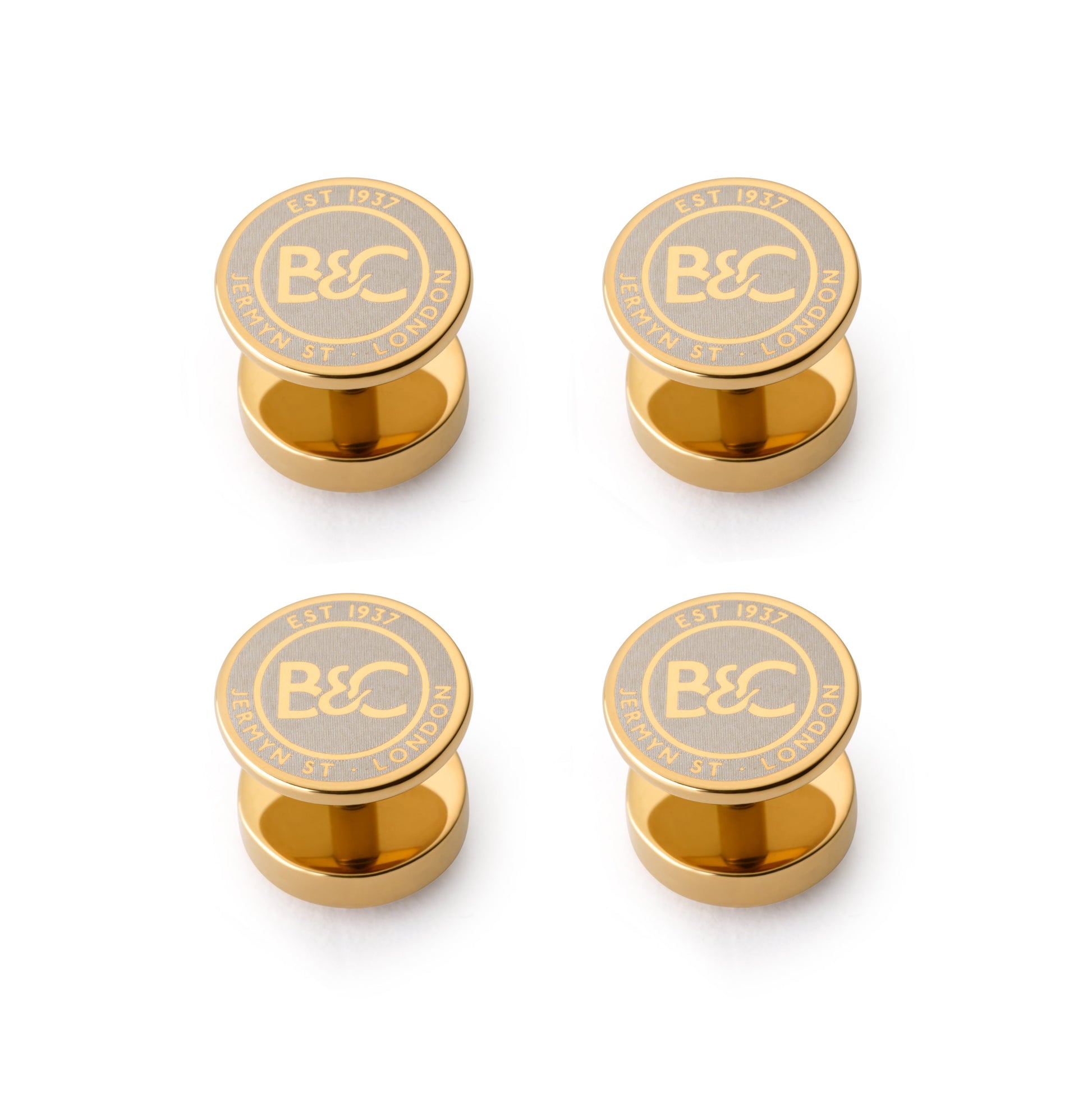 Mother Of Pearl Dress Studs In Gold Benson & Clegg
