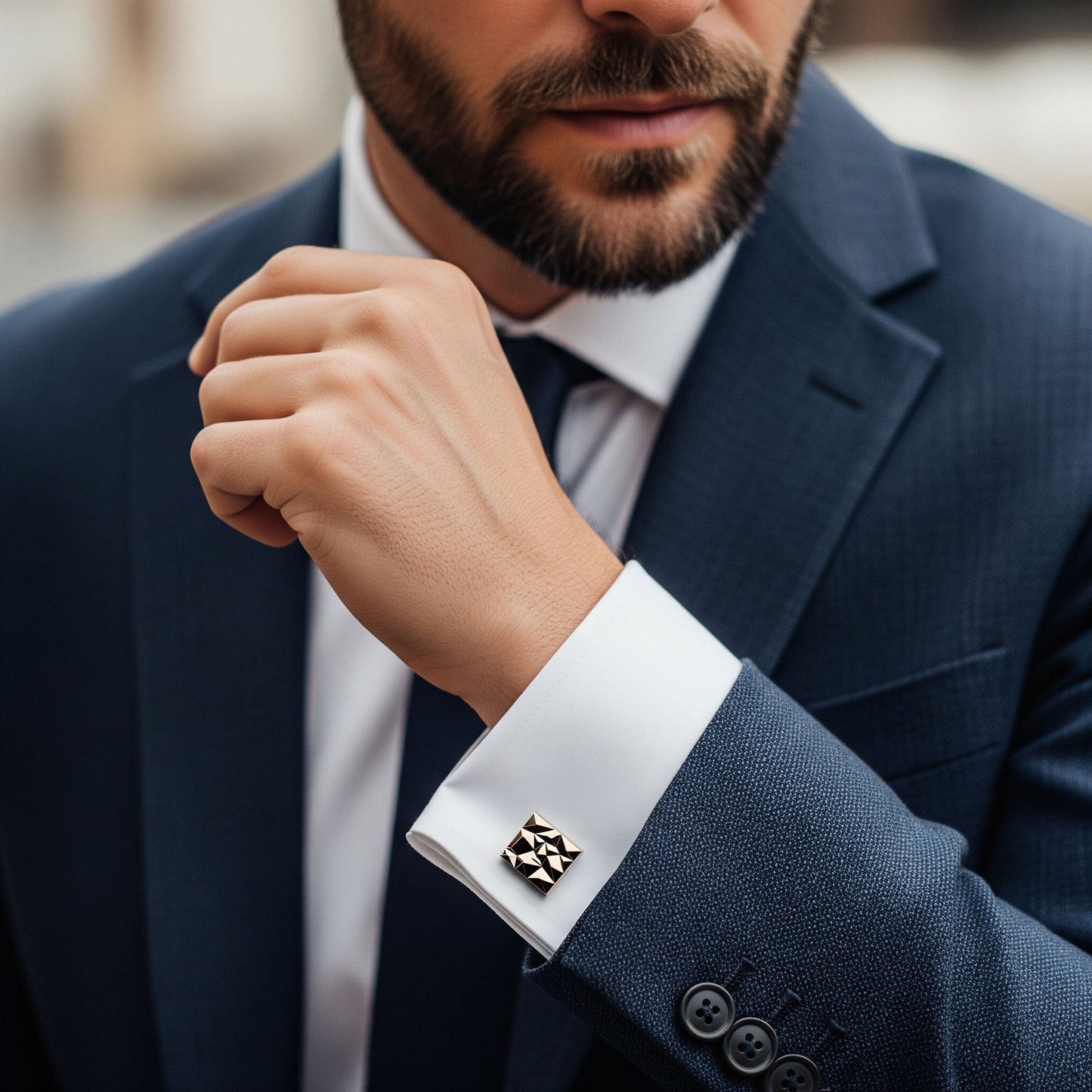 Modernist Cufflinks In Rose Gold Benson & Clegg