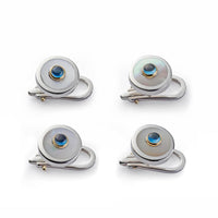 Sterling Silver And Mother Of Pearl With Blue Topaz Dress Studs Benson & Clegg