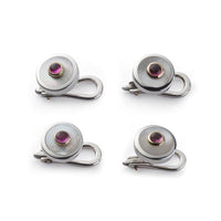 Sterling Silver And Mother Of Pearl With Pink Tourmaline Dress Studs Benson & Clegg