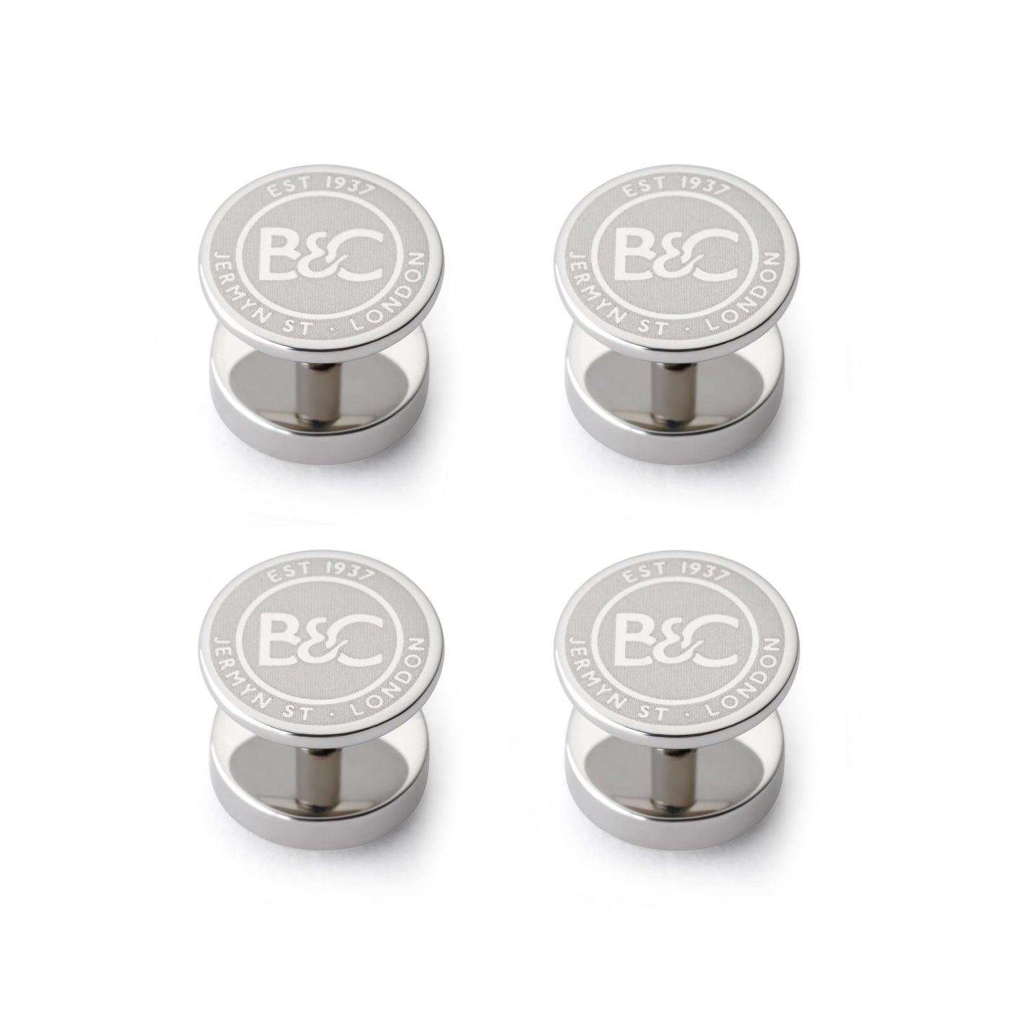 Mother Of Pearl Dress Studs In Silver Benson & Clegg