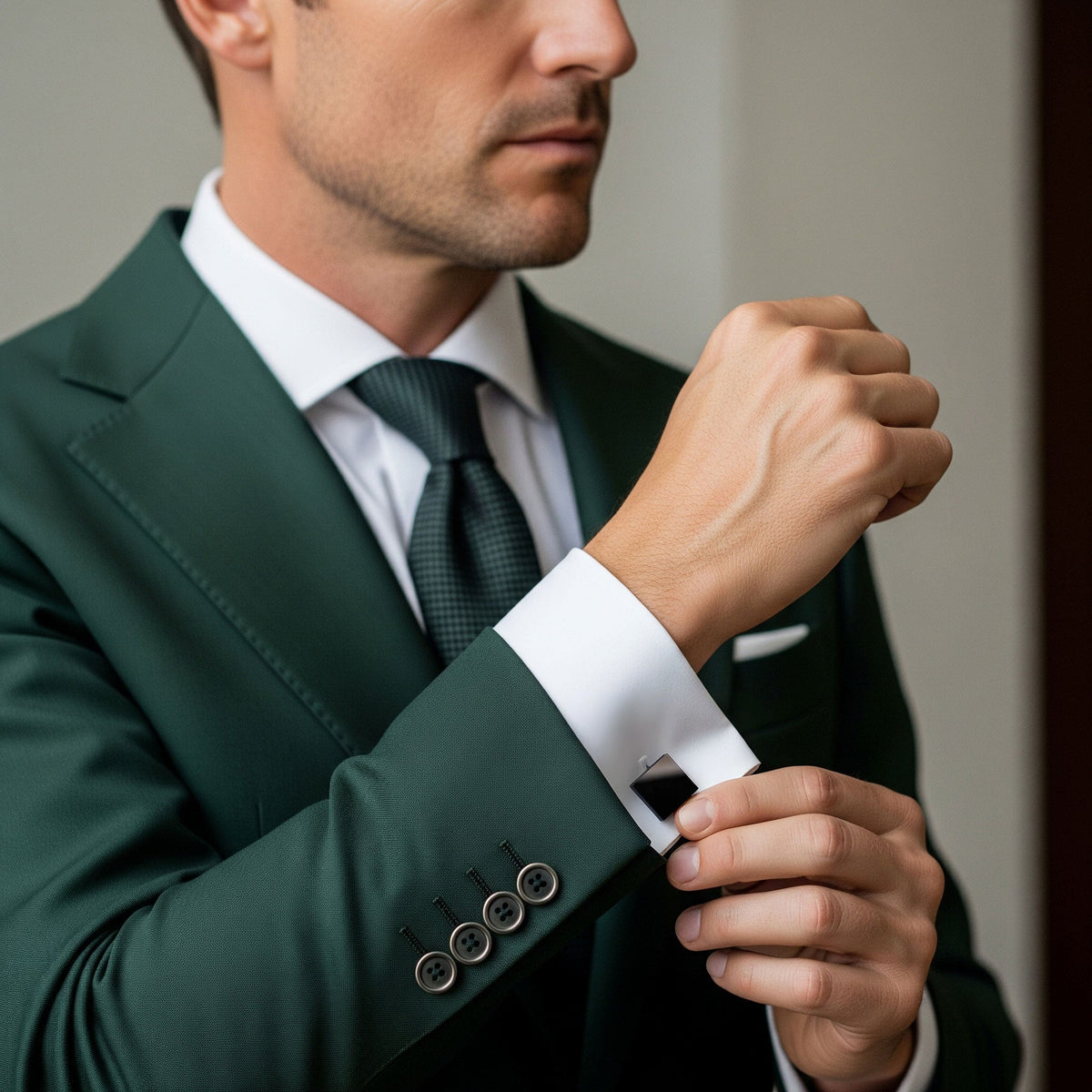 Square Cufflinks In Gun Metal Benson & Clegg