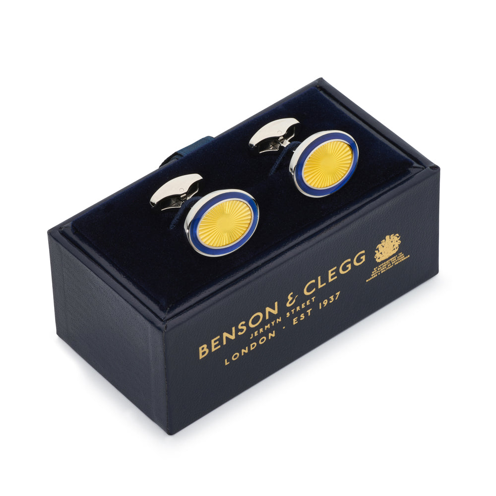 Sunburst Enamel Cufflinks In Gold Radiance Benson & Clegg