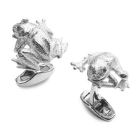 Frog Sterling Silver Cufflinks With Emerald Eyes Benson & Clegg