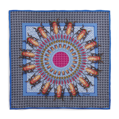 Beetle Parade Sky Pocket Square Benson & Clegg