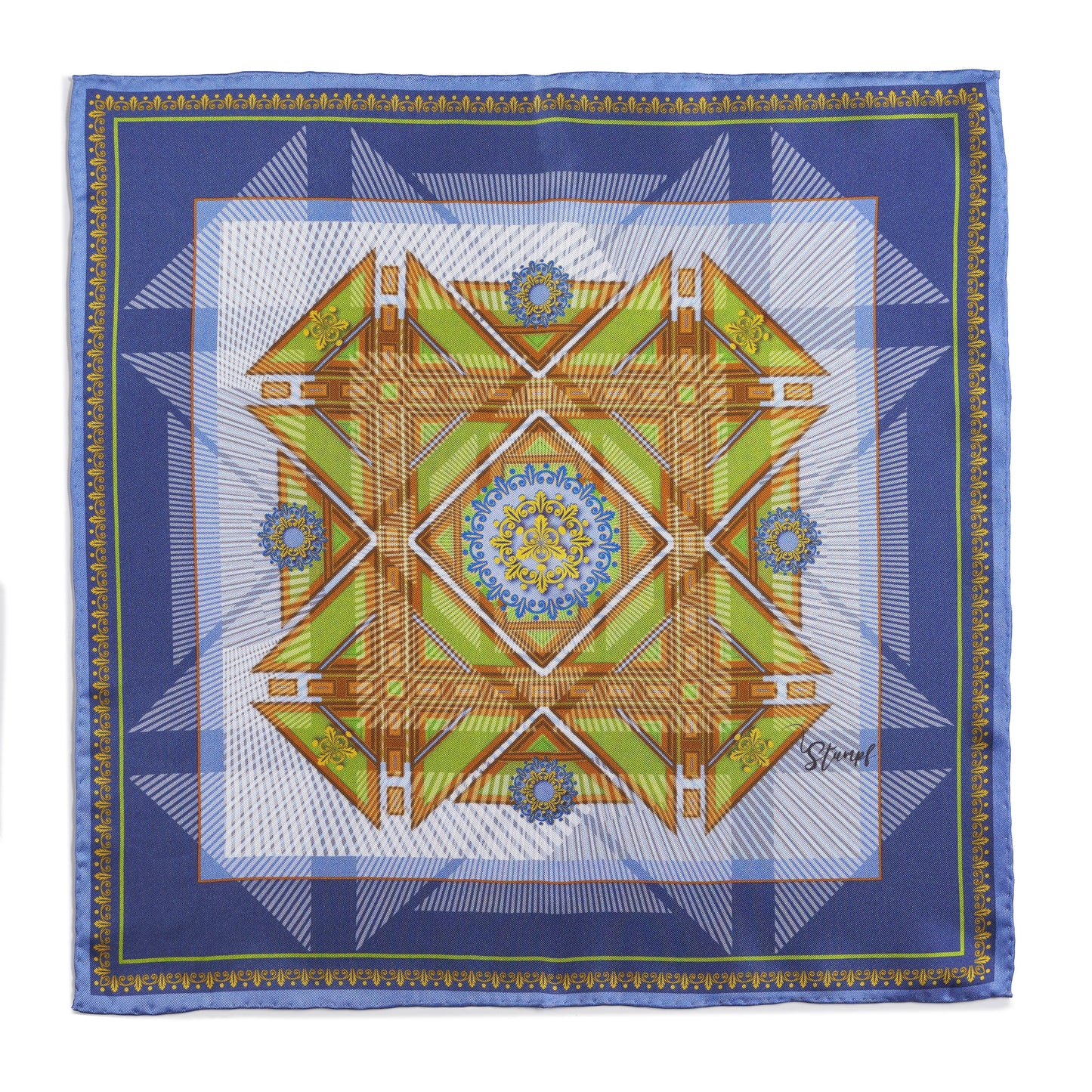 Edinburgh Saltire Waverley Blue Pocket Square Benson & Clegg