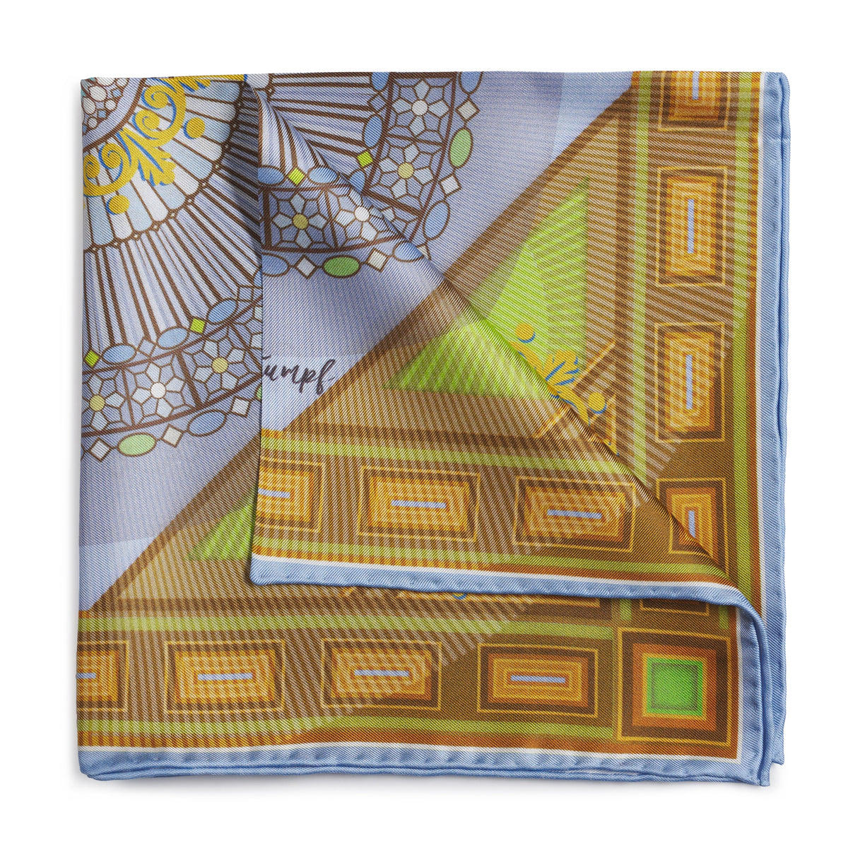 Edinburgh Saltire Waverley Green Pocket Square Benson & Clegg