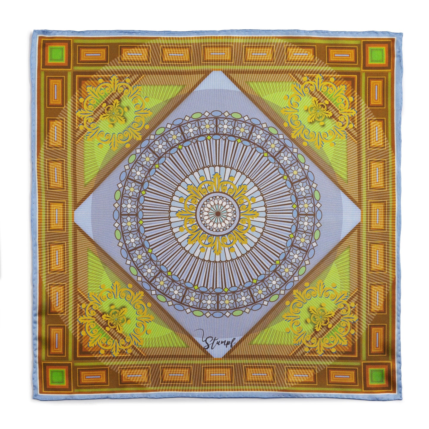Edinburgh Saltire Waverley Green Pocket Square Benson & Clegg
