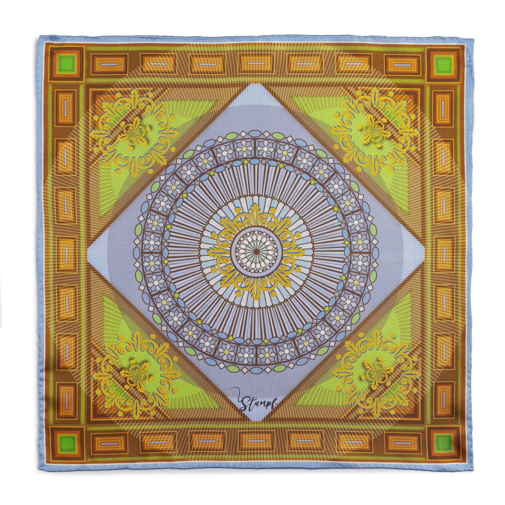 Edinburgh Saltire Waverley Green Pocket Square Benson & Clegg