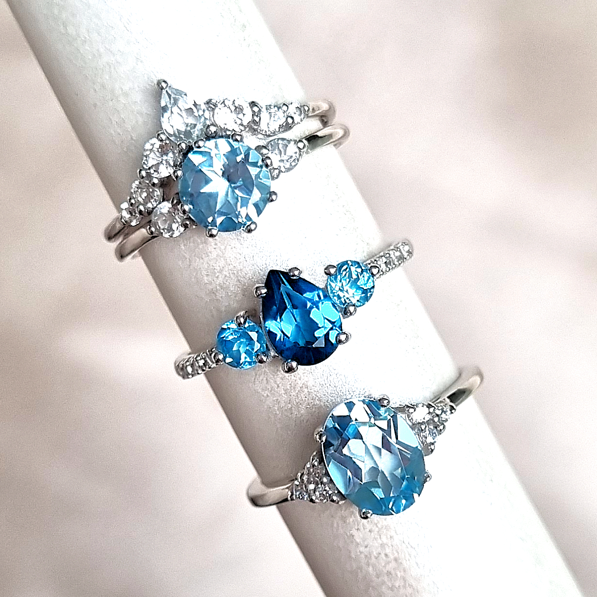 Sky Blue Topaz Ring in Sterling Silver - SJR London Timepiece