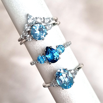 Sky Blue Topaz Ring in Sterling Silver - SJR London Timepiece