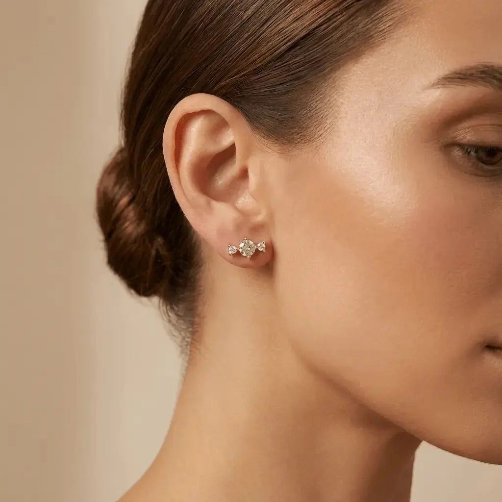 Solid Gold Earrings – Blush Radiance Trio – 14ct Gold Majestic Jewellery