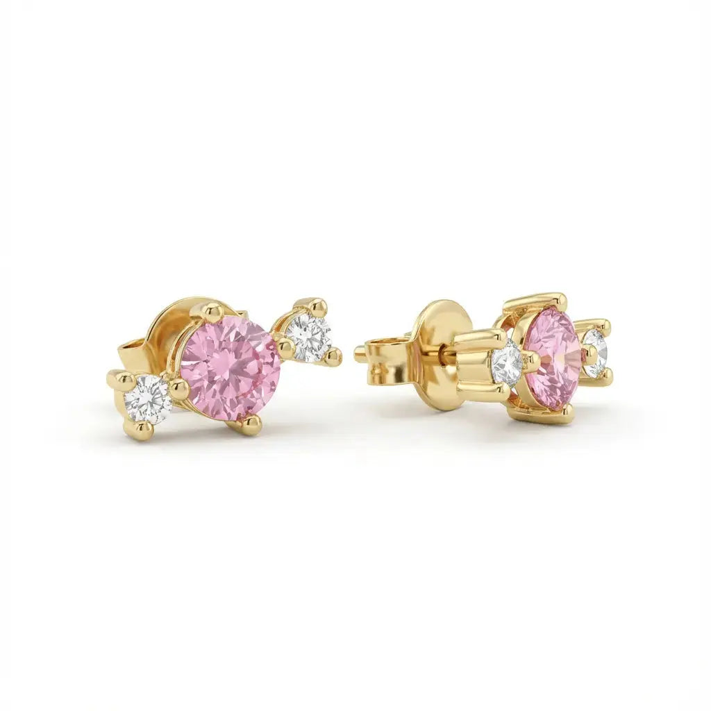 Solid Gold Earrings – Blush Radiance Trio – 14ct Gold Majestic Jewellery