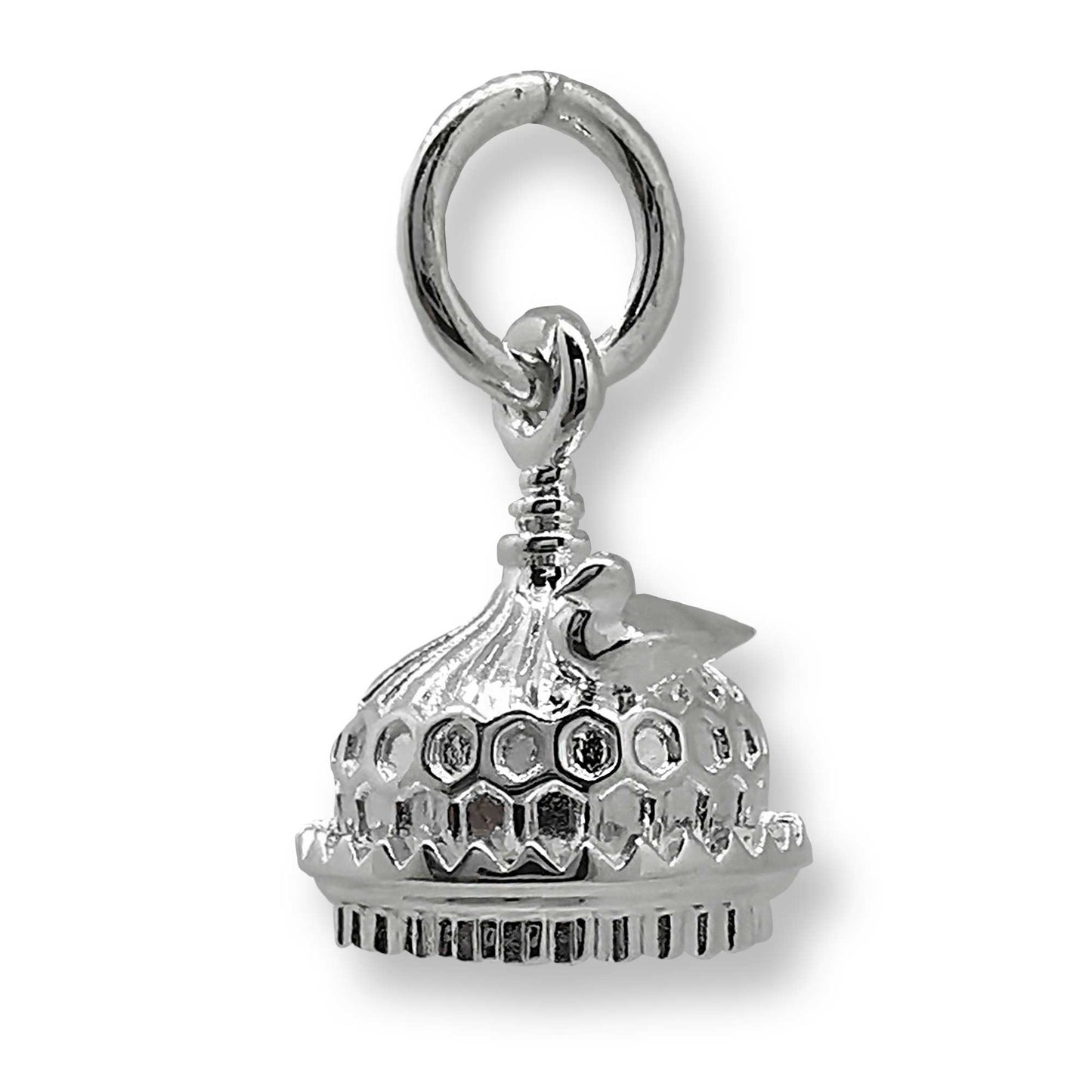 Silver charm shaped like the Brighton Pavilion, detailed and polished, by Scarlett Jewellery.