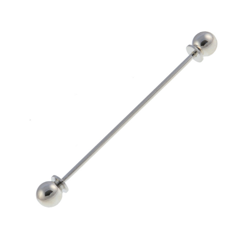 A silver collar bar with a sleek design, shown against a neutral background, by Benson & Clegg.