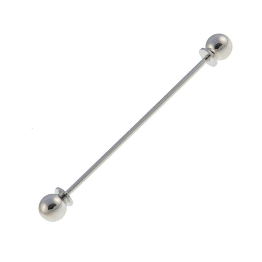 A silver collar bar with a sleek design, shown against a neutral background, by Benson & Clegg.