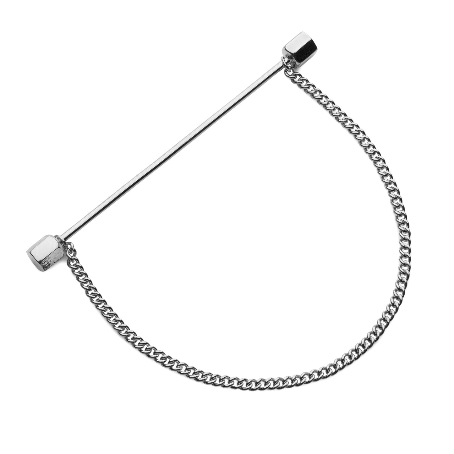 Collar Bar In Silver With Chain Benson & Clegg