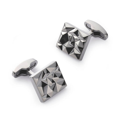 Modernist Cufflinks In Gun Metal Benson & Clegg