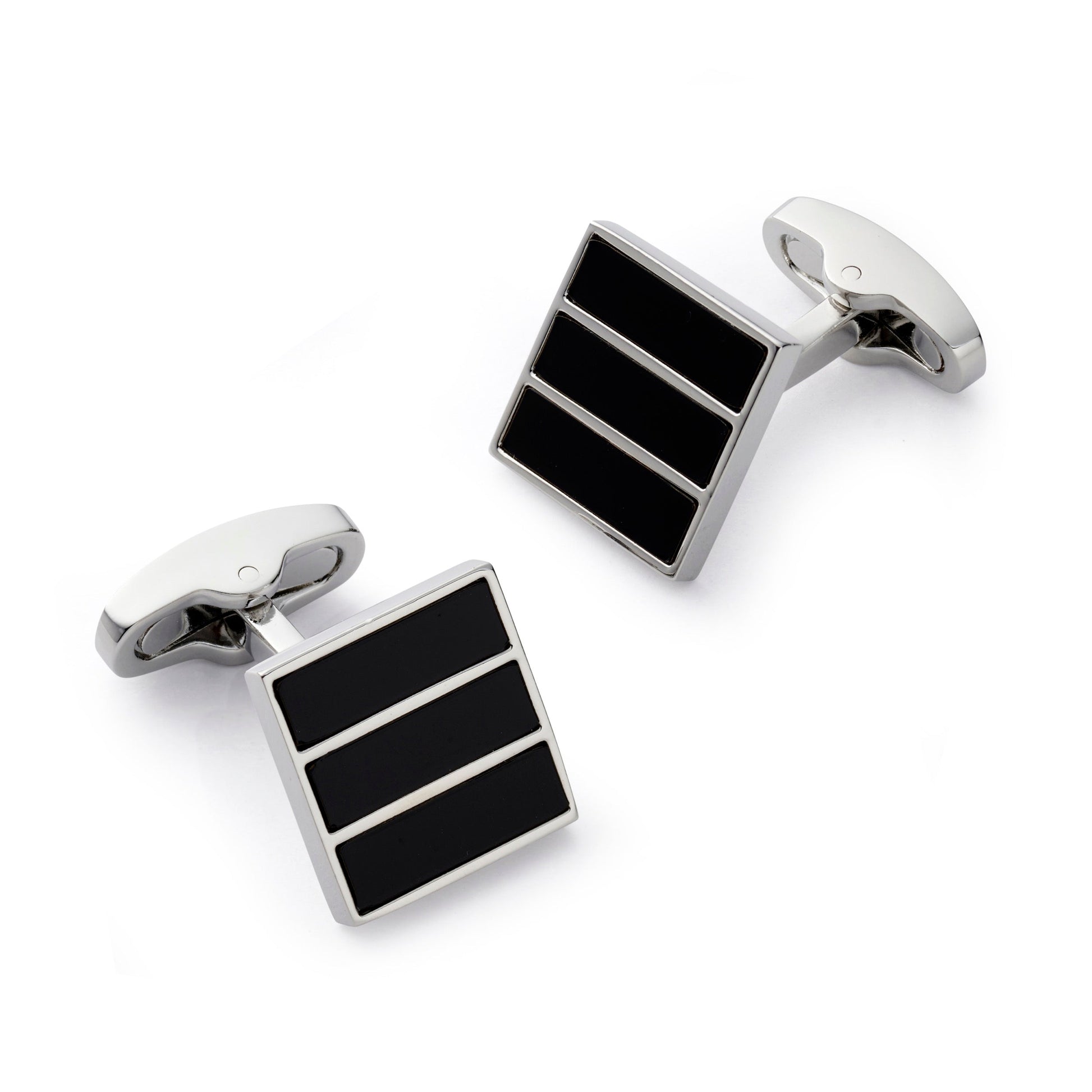 Triptych Cufflinks In Onyx Benson & Clegg