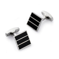 Triptych Cufflinks In Onyx Benson & Clegg