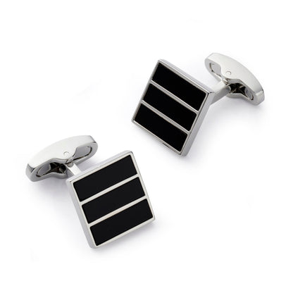 Triptych Cufflinks In Onyx Benson & Clegg