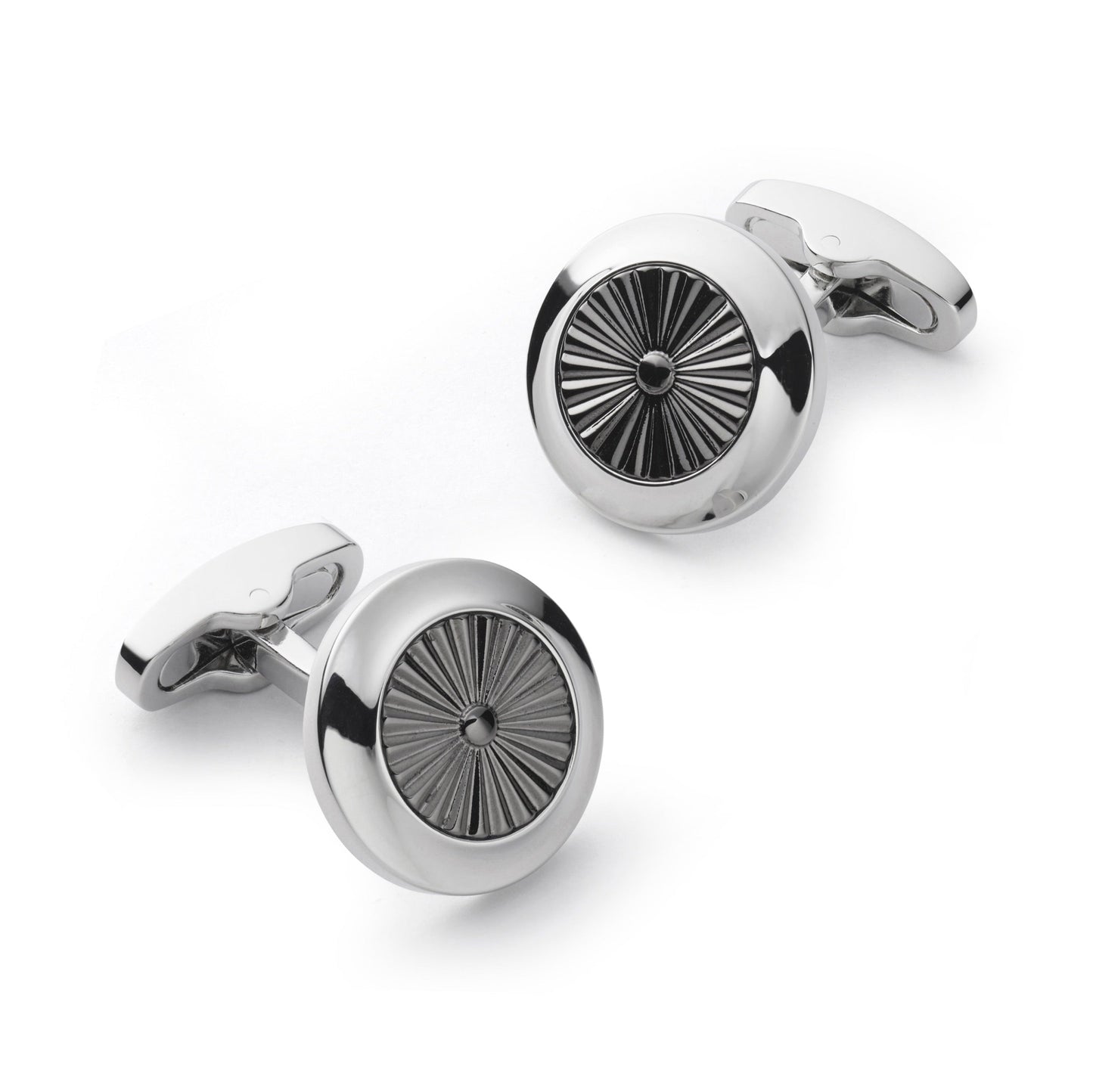 Turbine Cufflinks In Gun Metal Benson & Clegg