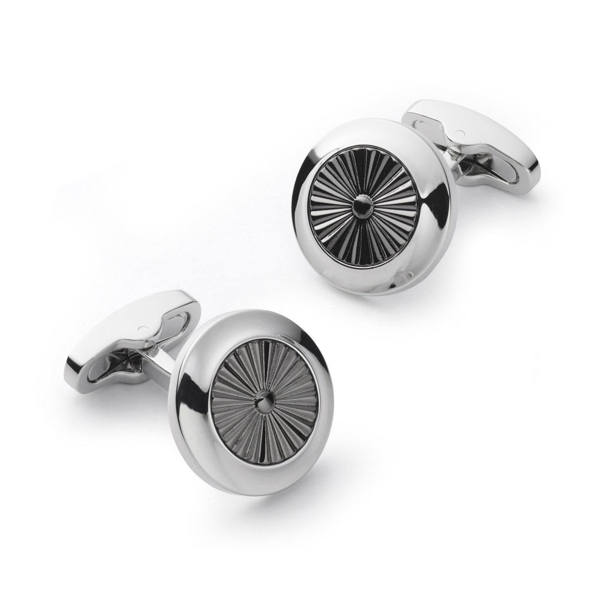 Turbine Cufflinks In Gun Metal Benson & Clegg