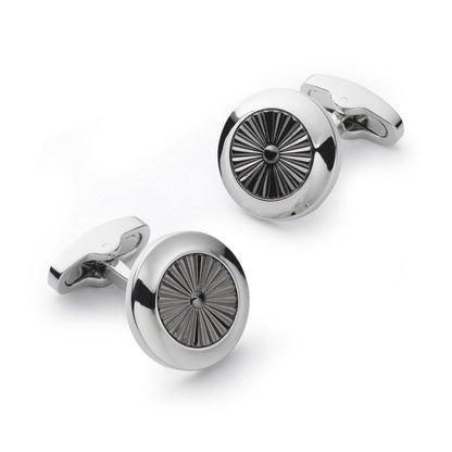 Turbine Cufflinks In Gun Metal Benson & Clegg