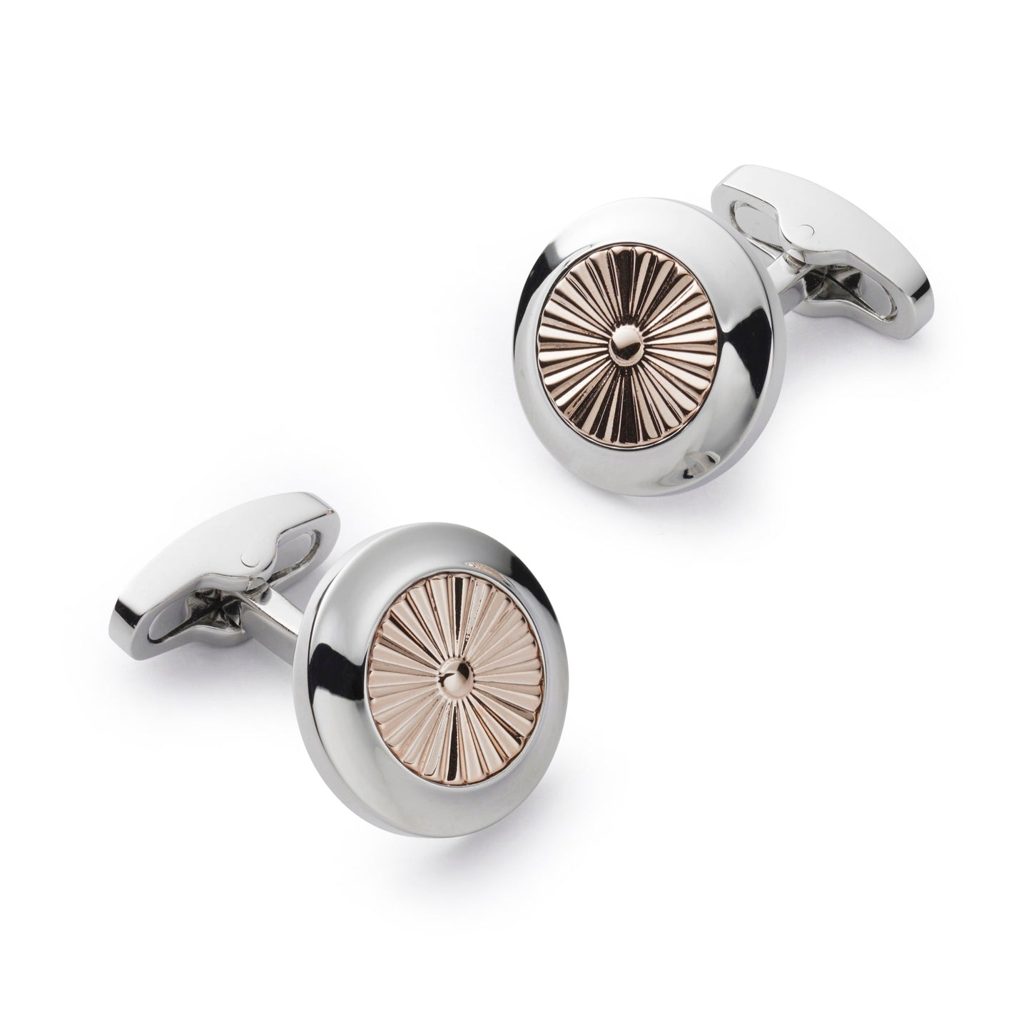 Turbine Cufflinks In Rose Gold Benson & Clegg