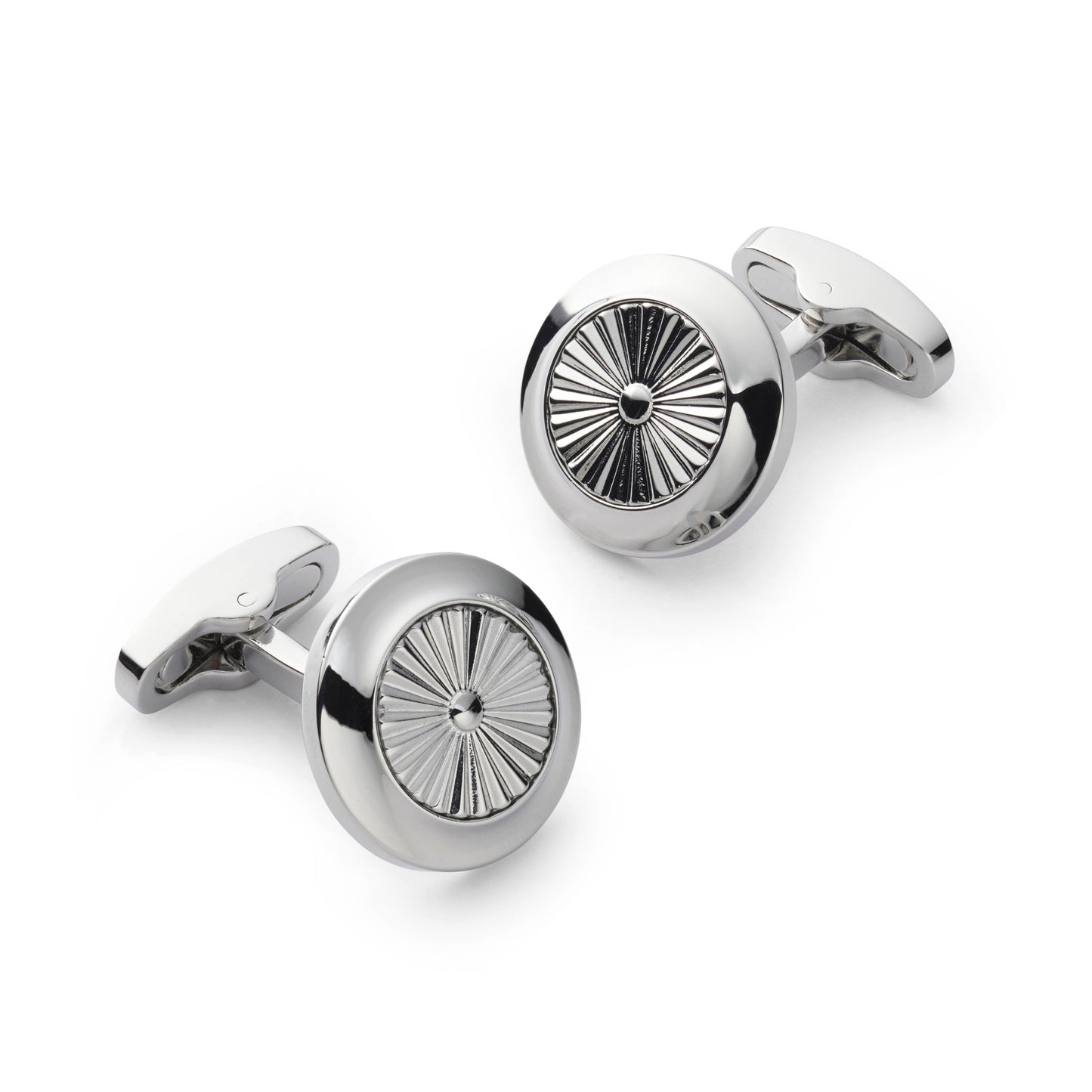 Turbine Cufflinks In Silver Benson & Clegg